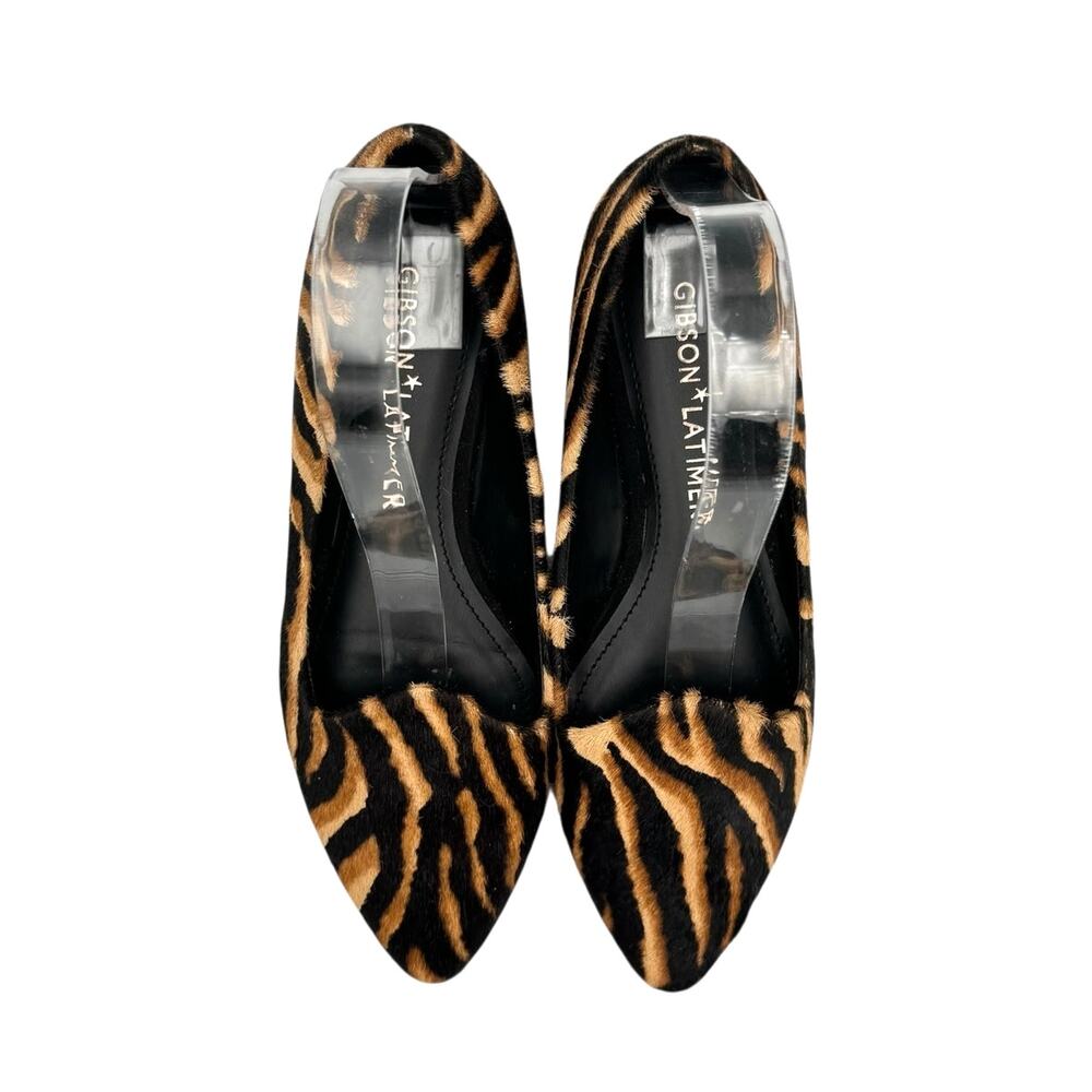 Gibson Latimer Ellie Tan & Black Tiger Print Calf Hair Pointed Toe Ballet Flats - Picture 6 of 12